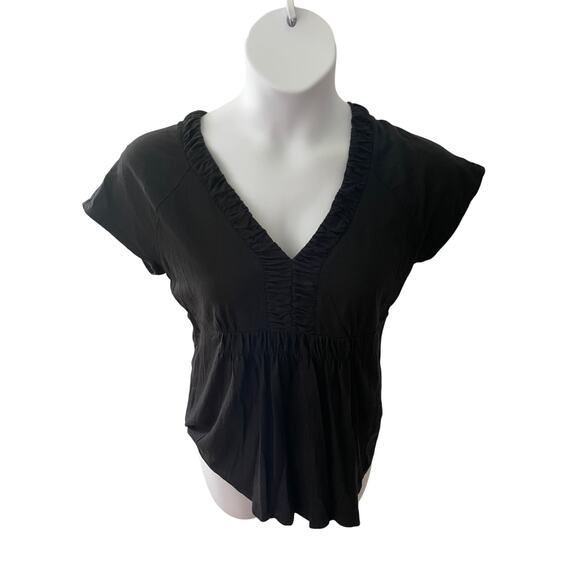 CALVIN KLEIN, SIZE L, BLACK PEPLUM TOP, V NECK, CAP SLEEVE - Picture 1 of 4